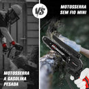 IRONHOOF Mini Motosserra Elétrica 6” Sem Fio 21V com 2 Baterias – Brushless para Poda, Jardinagem e Corte de Madeira