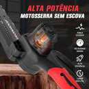 IRONHOOF Mini Motosserra Elétrica 6” Sem Fio 21V com 2 Baterias – Brushless para Poda, Jardinagem e Corte de Madeira