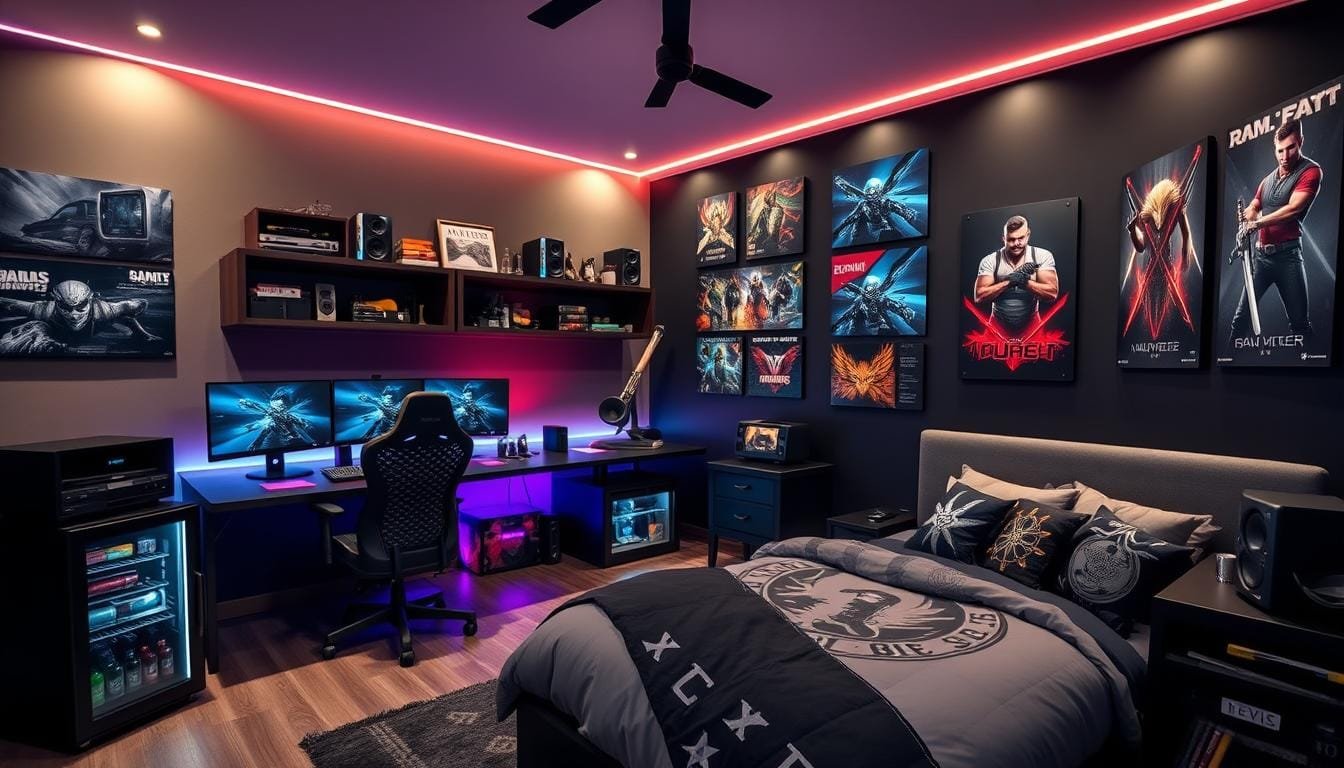 ideias de quarto masculino gamer