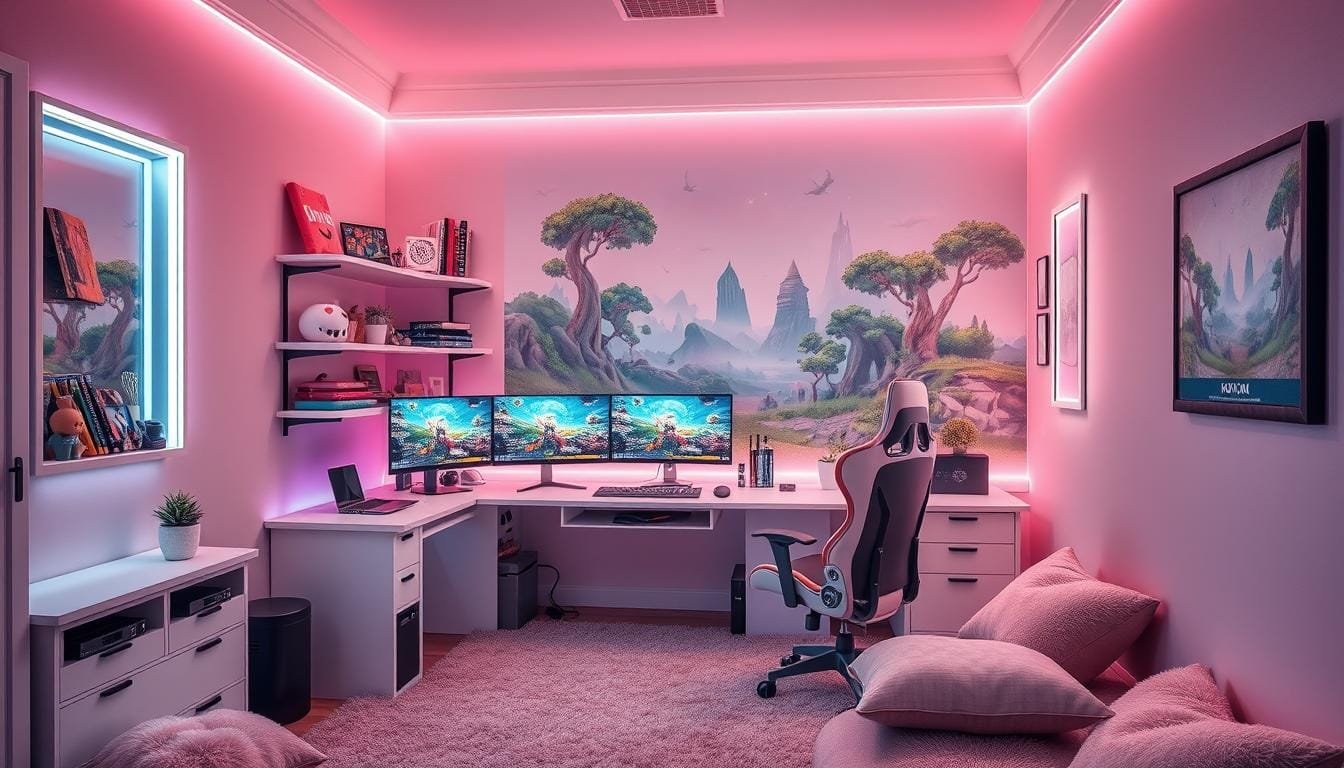 ideias de quarto gamer feminino