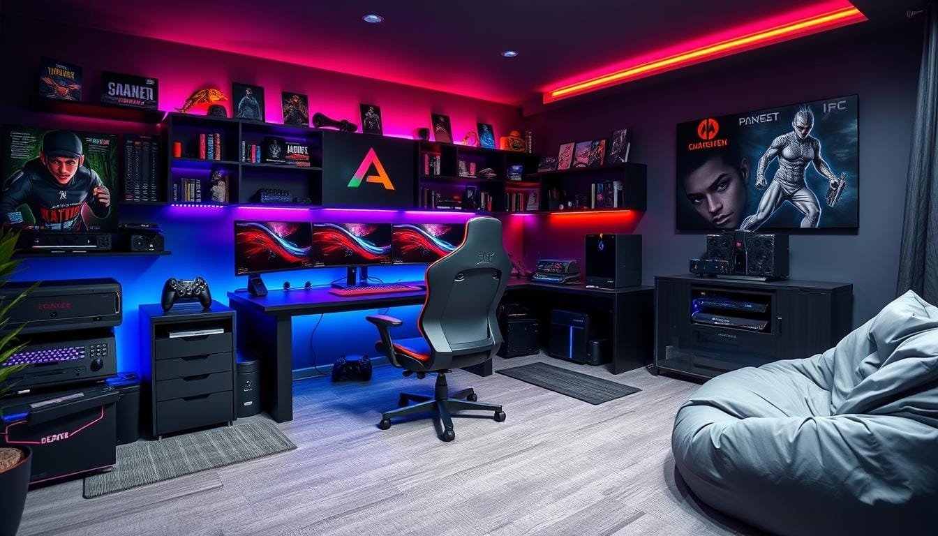 ideias de quarto gamer masculino