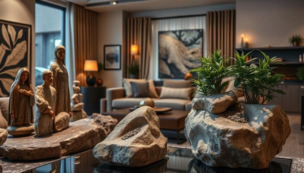 Decoração com rochas