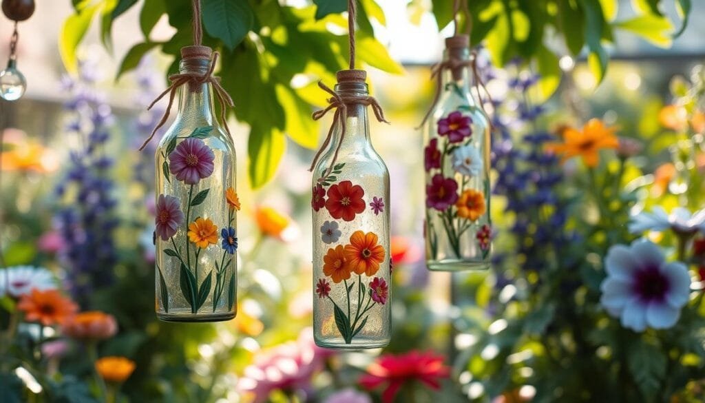 Garrafas decoradas suspensas