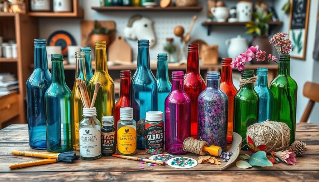 Produtos para artesanato com garrafas de vidro