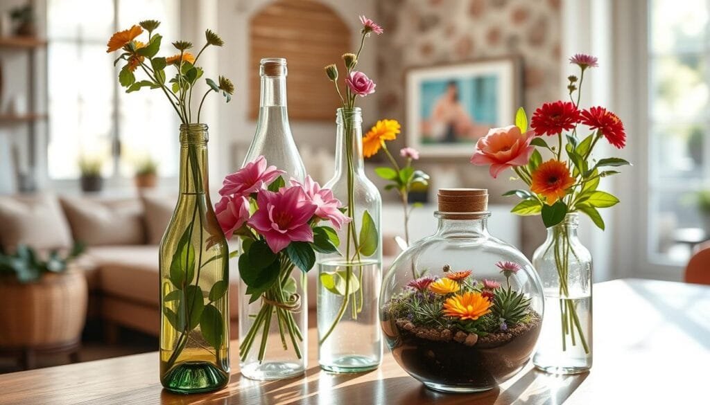 Vasos e terrários com garrafas recicladas