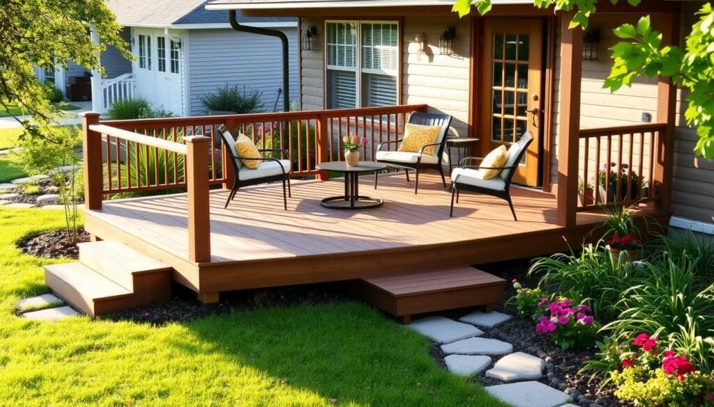 deck de madeira no quintal