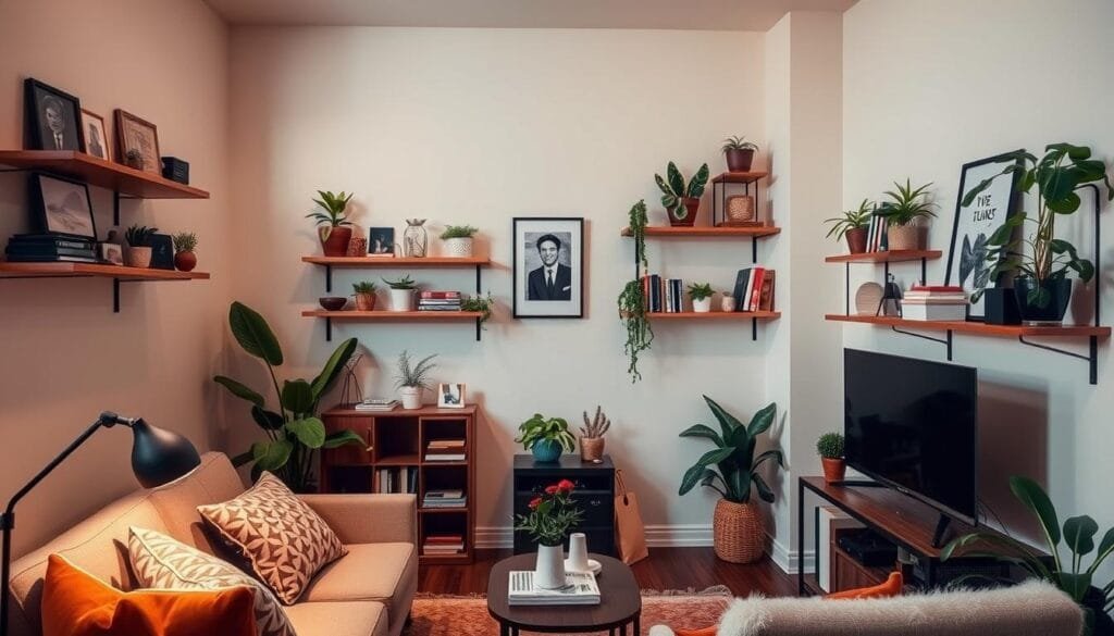 decoração com prateleiras