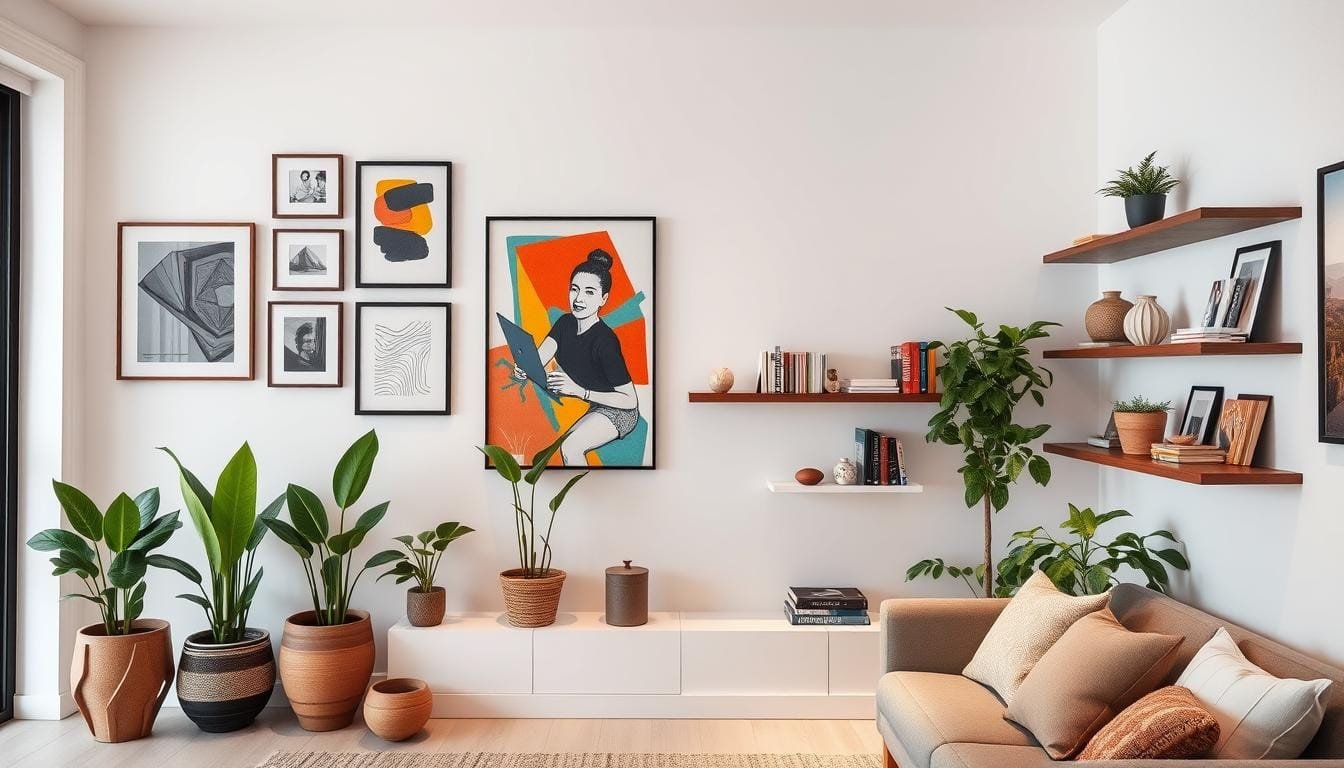 ideia de decoração parede em branco da sua casa