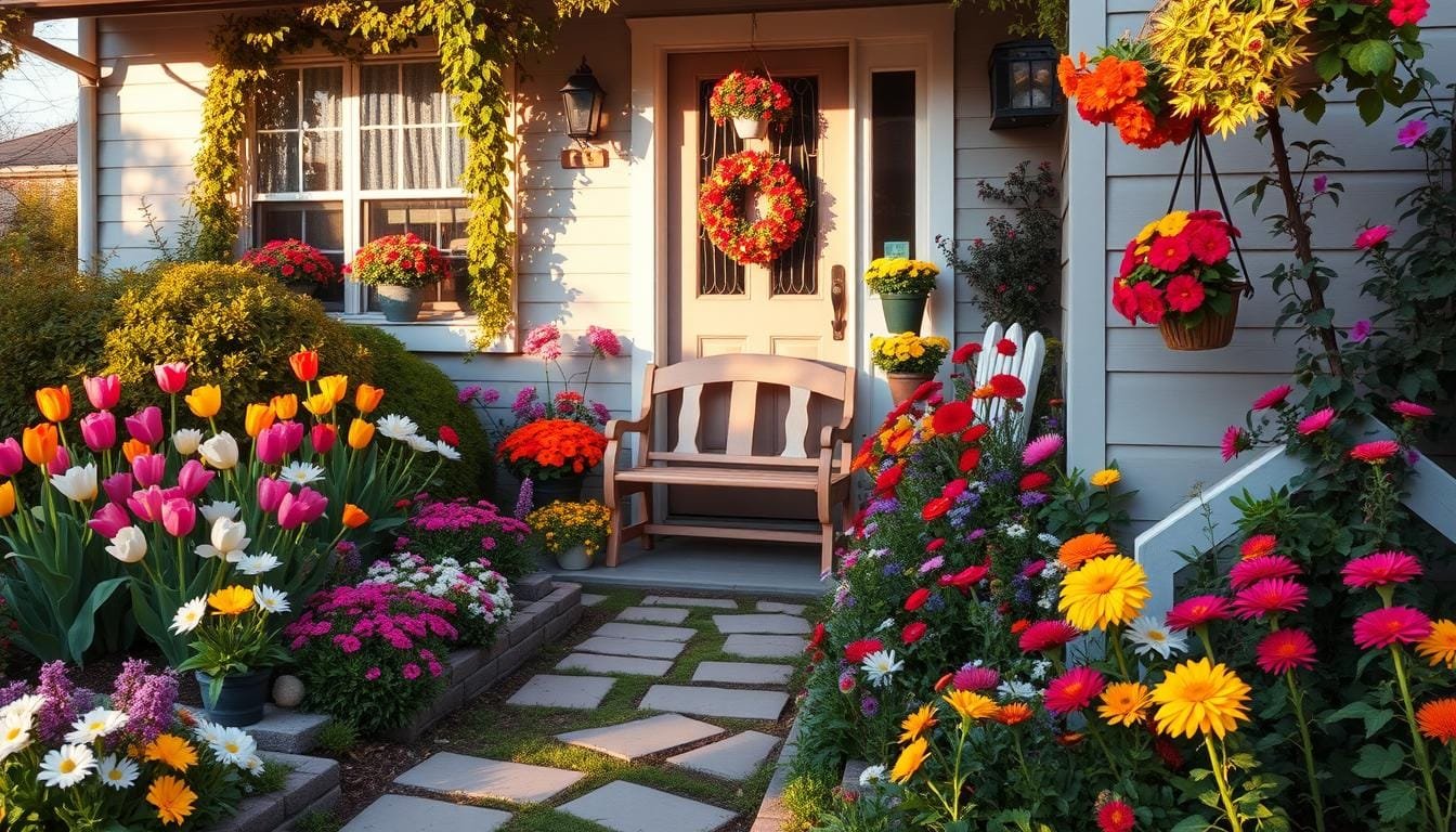 ideias de como decorar frente da casa com flores