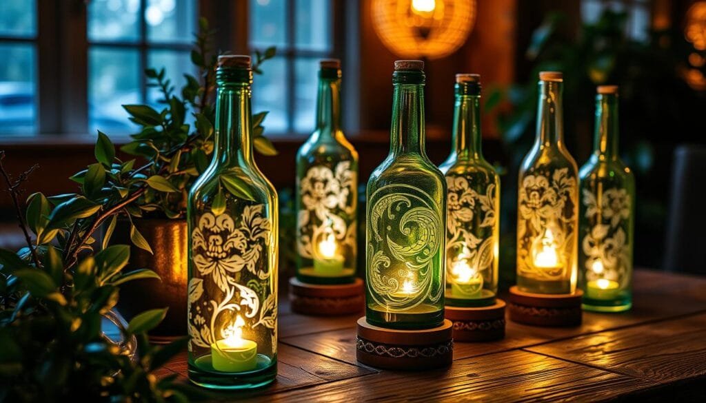 luminárias de garrafas decoradas
